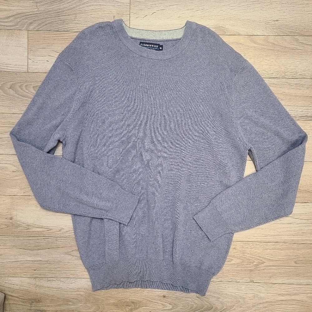 NEW Fish Hippie Rumford Pullover Sweater Blue Gray Men’s Size XL Knit Crewneck